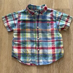 Ralph Lauren Multicolor Plaid Kids Short Sleeve Oxford